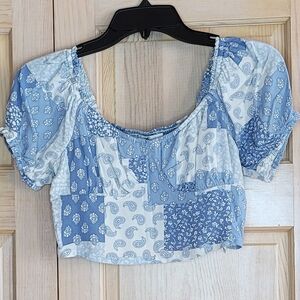 Hollister California Shades of Blue Crop Top